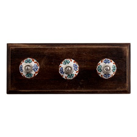 Sea Green Slate Blue Tiny Ceramic Wooden Hooks